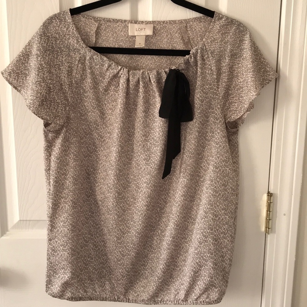 Textured Loft Blouse with Bow Accent